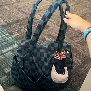 Baggu Small Cloud Carry-on - Navy Green Check